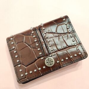 Brighton Pretty Tough Black Chocolate Croco Leather Card Case Holder
